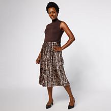 Nina Leonard Jacquard Long-Sleeve Mock-Neck Sheath Dress | HSN
