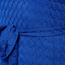 Nina Leonard Round Neck Elbow Sleeve Lace Flare Dress