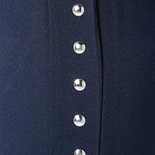 Nina Leonard Studded Crepe Knit Slim-Leg Pull-On Pant