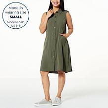 Nina Leonard Textured Wave Shirt Dress with Pockets