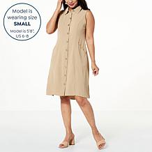 Nina Leonard Textured Wave Shirt Dress with Pockets