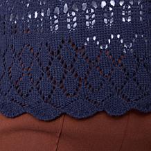 Nina Leonard V-Neck Button-Front Crochet Bolero