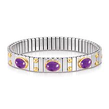 Nomination Italy Amethyst 3-Stone Two-Tone Stretch Bracelet