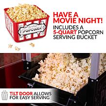 Nostalgia 2.5 oz. Popcorn Cart with 5 qt. Popcorn Bowl in Black