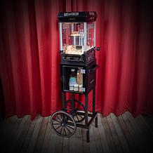 Nostalgia 2.5 oz. Popcorn Cart with 5 qt. Popcorn Bowl in Black