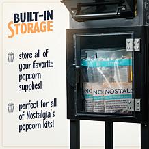 Nostalgia 2.5 oz. Popcorn Cart with 5 qt. Popcorn Bowl in Black