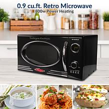 Nostalgia Retro 800-Watt Countertop Microwave Oven in Black