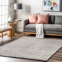 nuLOOM Penelope Braided Wool Area Rug 3' x 5' Light Gray