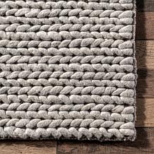 nuLOOM Penelope Braided Wool Area Rug 5' x 8' Light Gray