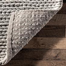nuLOOM Penelope Braided Wool Area Rug 8' x 10' Light Gray