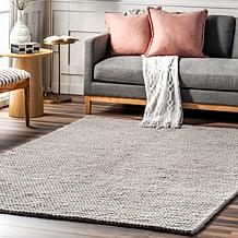 nuLOOM Penelope Braided Wool Area Rug 8' x 10' Light Gray