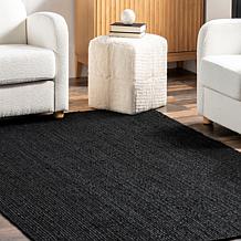 nuLOOM Rigo Hand Woven Farmhouse Jute Area Rug 3'x5' Black