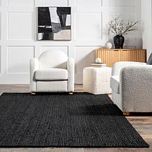 nuLOOM Rigo Hand Woven Farmhouse Jute Area Rug - 4' x 6' Black