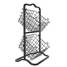 Oceanstar 2 Tier Metal Wire Storage Basket Stand Black