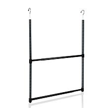 Oceanstar 2 Tier Portable Adjustable Closet Hanger Rod Black