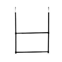 Oceanstar 2 Tier Portable Adjustable Closet Hanger Rod Black
