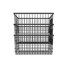 Oceanstar Metal Wire Storage Basket Black Set of 3