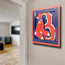 Officially Licensed MLB 3D Logo Series 12 x 12 Wall Art-Boston Red Sox