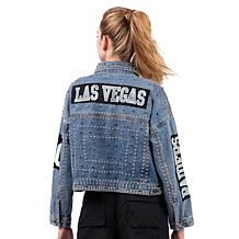 Officially Licensed NFL G34Her By Carl Banks Game Ball Denim Jacket