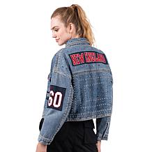 Officially Licensed NFL G34Her By Carl Banks Game Ball Denim Jacket