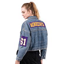 Officially Licensed NFL G34Her By Carl Banks Game Ball Denim Jacket