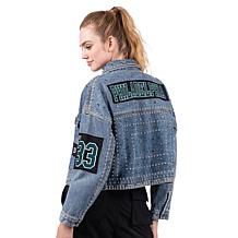 Officially Licensed NFL G34Her By Carl Banks Game Ball Denim Jacket