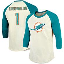 Men's Majestic Threads Trevor Lawrence Cream/Teal Jacksonville Jaguars Vintage Player Name & Number Raglan 3/4-Sleeve T-Shirt