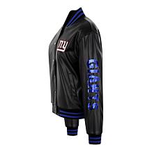 Officially Licensed NFL Sequin Logo Faux Leather Bomber Jacket