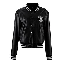 Officially Licensed NFL Sequin Logo Faux Leather Bomber Jacket
