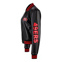 Officially Licensed NFL Sequin Logo Faux Leather Bomber Jacket