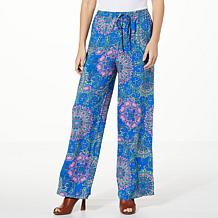 One World Printed Pull-On Tie Waist Pant