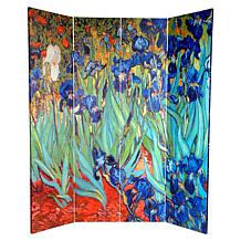 Oriental Furniture Irises/Starry Night 4-Panel Divider