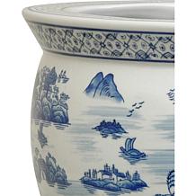 Oriental Furniture Landscape Blue & White Fishbowl