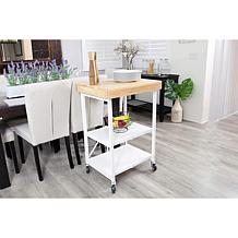 Origami Foldable Rolling 3-Tier Kitchen Island Cart with Wood Top