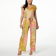 othrwis by Alana Kay Knit Cap-Sleeve Jumpsuit with Tie Belt