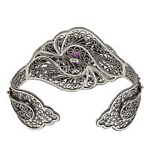 Ottoman Silver Jewelry 7.5ctw Amethyst 7-1/4" Cuff Bracelet