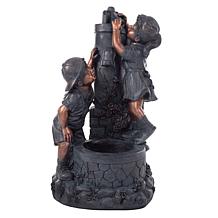 Outdoor Water Fountain With Boy and Girl By Nature Spring - Bronze