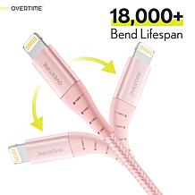 Overtime Apple MFi-Certified 6' Braided Lightning to USB Cable 2-pack