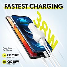 Overtime Fast Charge 20W/18W Dual Port Car Charger Adapter