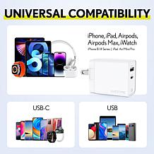Overtime Fast Charge 20W/18W Dual Port Phone Charger Wall Adapter