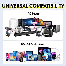 Overtime Outlet Extender Shelf with 8 AC and 3 USB Outlets