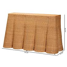 Palm Console Table with Woven Rattan and Metal Frame