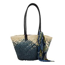 Patricia Nash Calypso Woven Straw Tote with Scarf