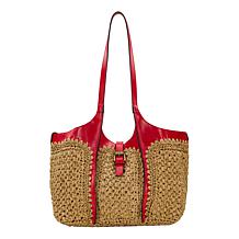 Patricia Nash Christina Woven Straw and Leather Satchel