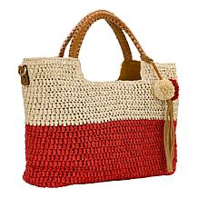 Patricia Nash Marguerite Woven Tote with Pom Pom Tassel