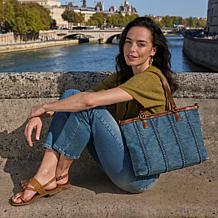 Patricia Nash Nadine Stonewashed Denim Satchel Handbag