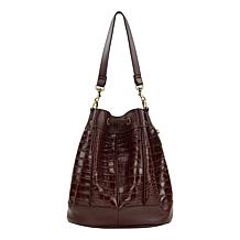 Patricia Nash Riano Croco-Embossed Leather Drawstring Bucket Bag