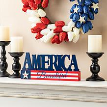 Patriotic Americana Wooden AMERICA Table Decor