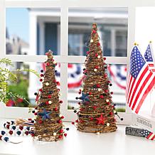 Patriotic Cone Table Trees 2-piece Set
