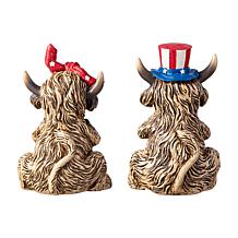 Patriotic/Americana 2-pack Resin Highland Cow Table Décor